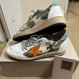 Golden Goose Ball Star Ballstar Rare CAMO Glitter Sneakers w/Orange Star sz 37